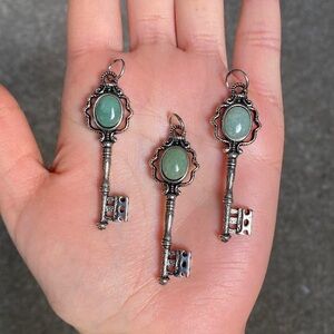 Green Aventurine Key Pendant Necklace!